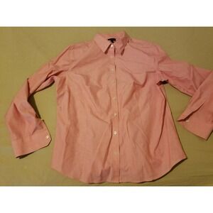 Womens Talbots Dress Shirt 14 Pink Button Cotton Blouse